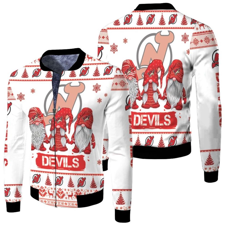 Christmas Gnomes New Jersey Devils Ugly Sweatshirt Christmas 3d Fleece Bomber Jacket