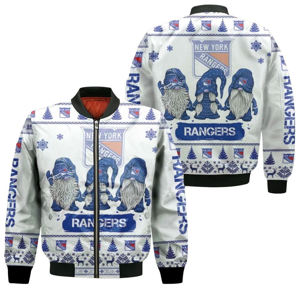 Christmas Gnomes New York Rangers Ugly Sweatshirt Christmas 3d Bomber Jacket