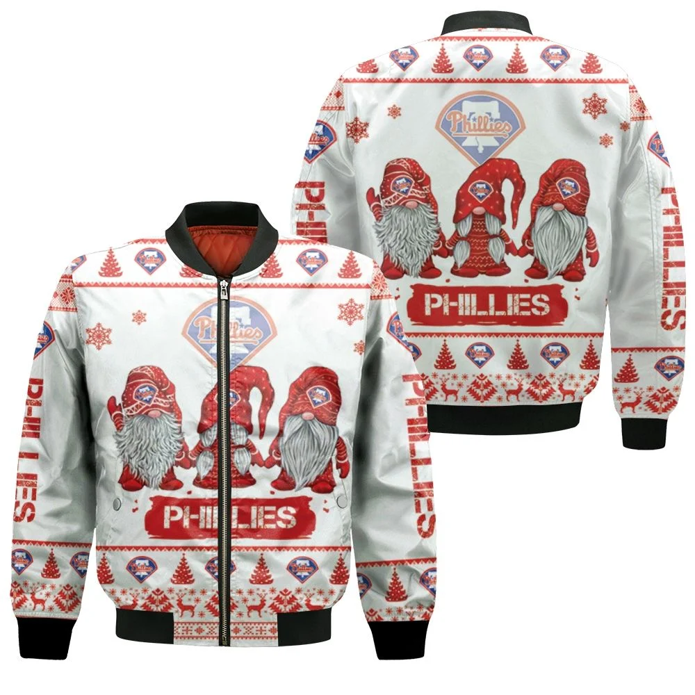 Christmas Gnomes Philadelphia Phillies Ugly Sweatshirt Christmas 3d Bomber Jacket