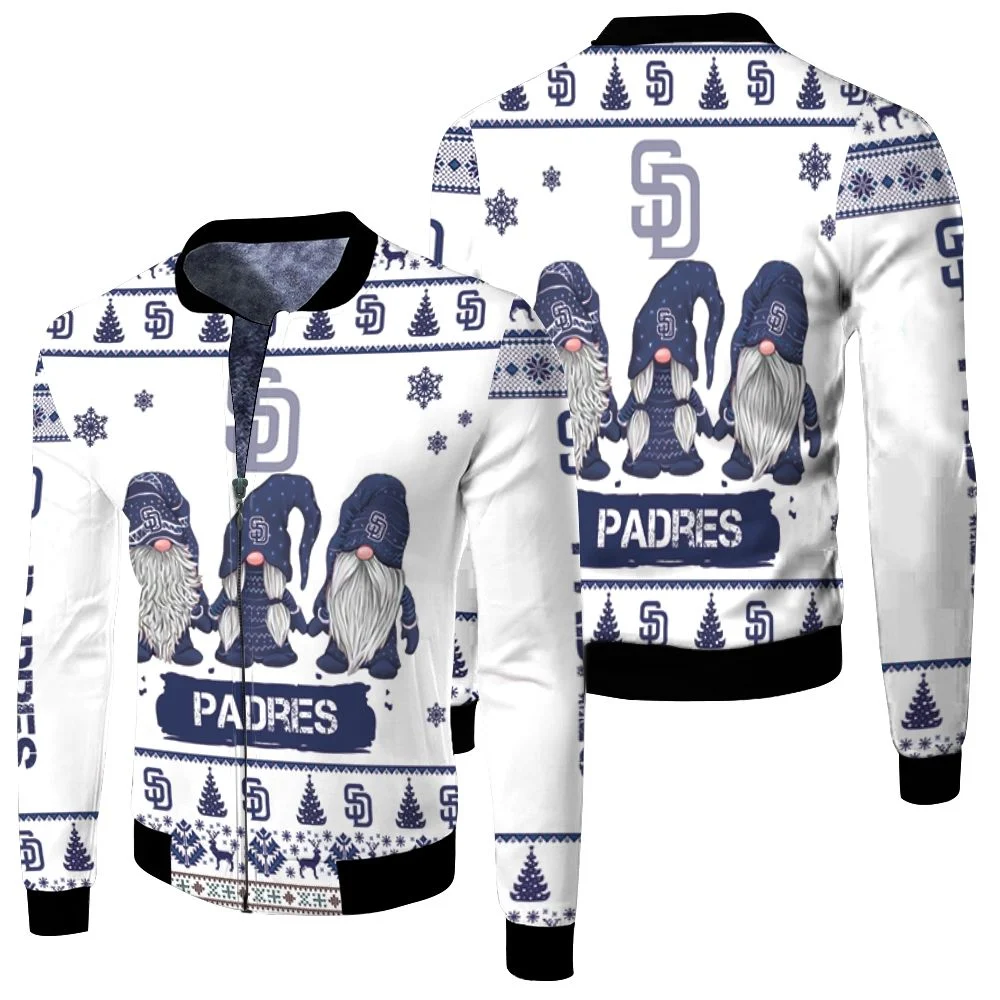 Christmas Gnomes San Diego Padres Ugly Sweatshirt Christmas 3d Fleece Bomber Jacket