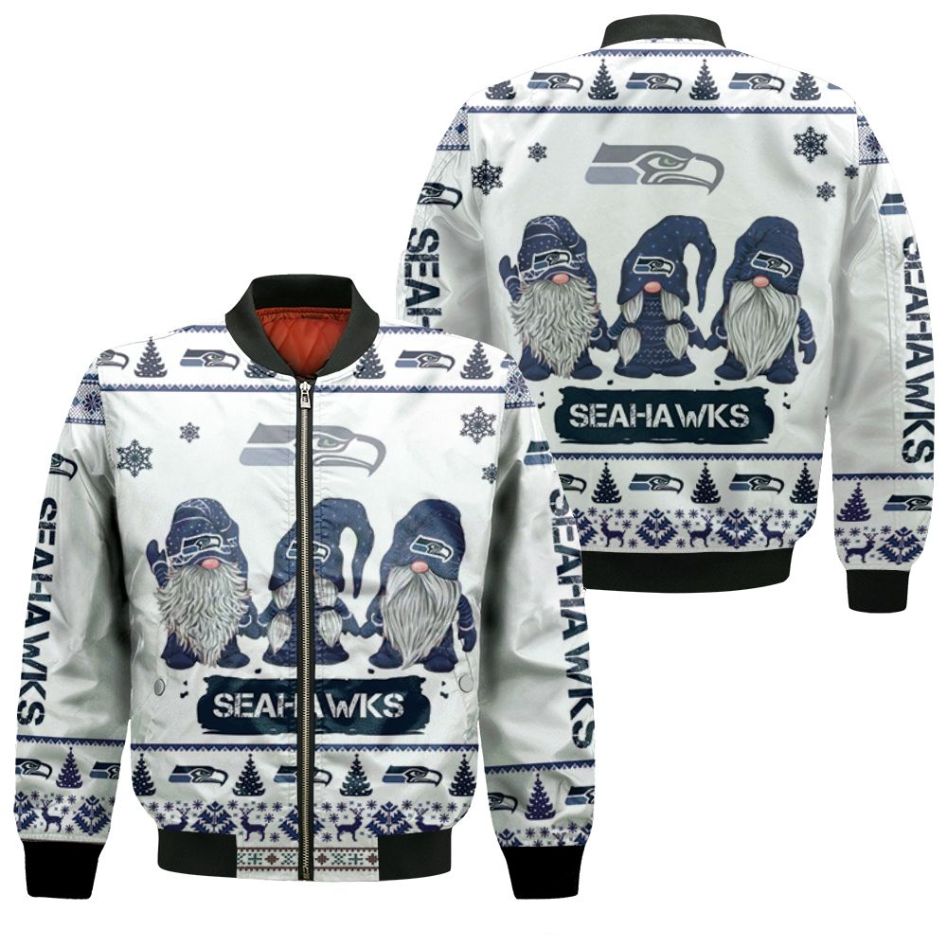 Christmas Gnomes Seattle Seahawks Ugly Sweatshirt Christmas 3d Bomber Jacket