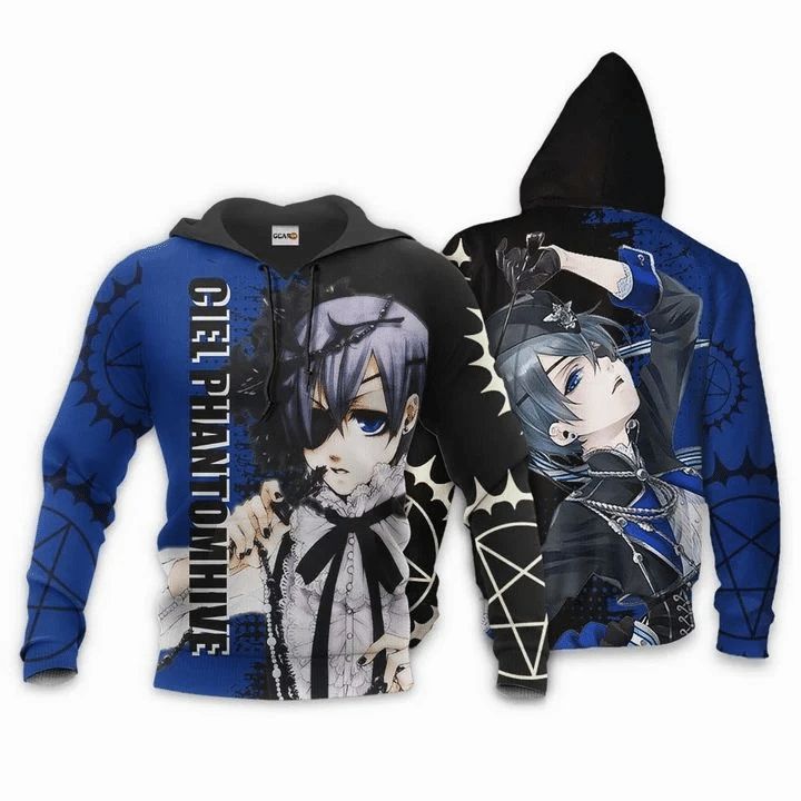 Ciel Phantomhive Anime Manga Black Butler 3d Zip Hoodie