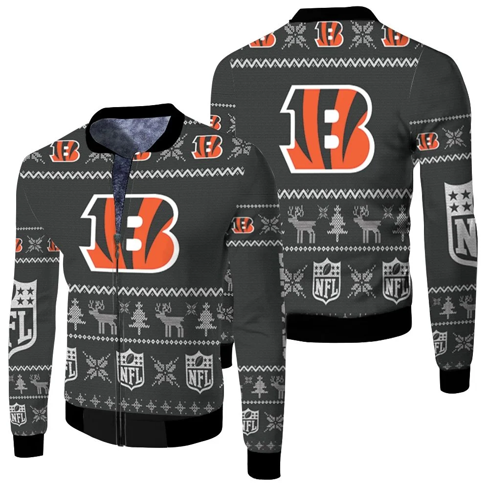 Cincinnati Bengals Nfl Ugly Sweatshirt Christmas 3d Fleece Bomber Jacket