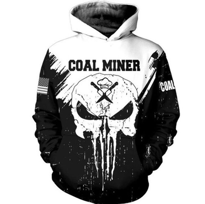 Coal Miner Skull Full Printing Custom 3d Hoodie