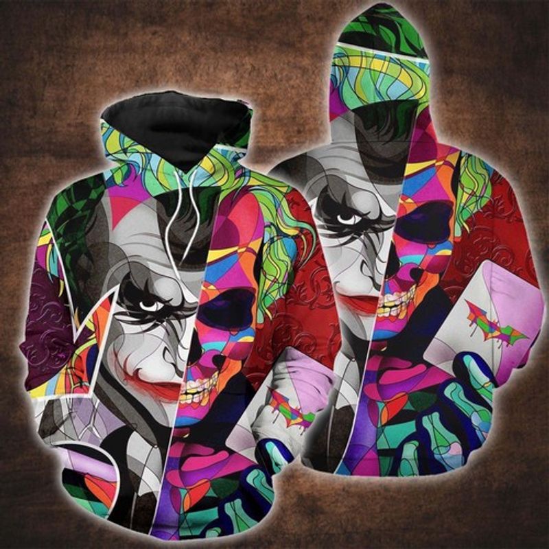 Colorful Pattern Joker And Skull Face 3d Hoodie