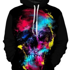 Colorful Skull Over Print 3d Zip Hoodie