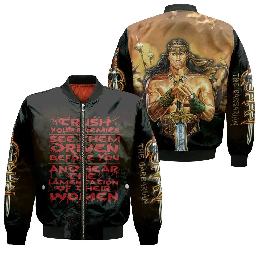 Conan The Barbarian Crush Your Enemies, See Them Driven Before You 3d Jersey Bomber Jacket