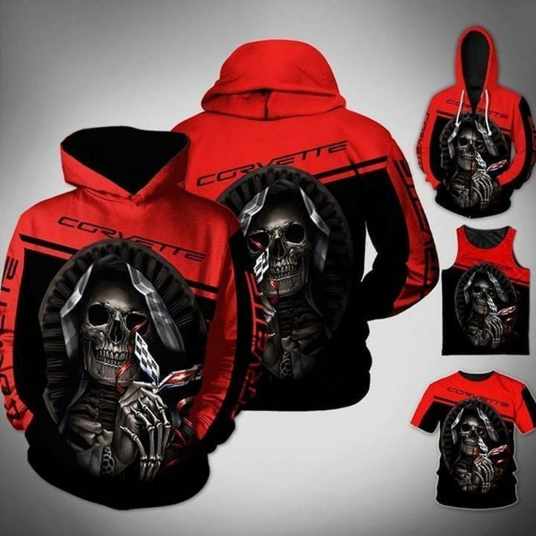 Corvette Maiden Skull 3d Zip Hoodie