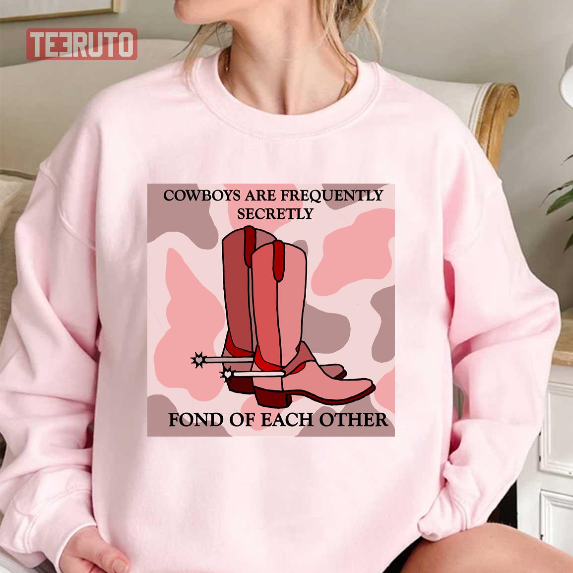 Cowboys Are Frequently Secretly Fond Of Each Other Leopard Pink Unisex Sweatshirt