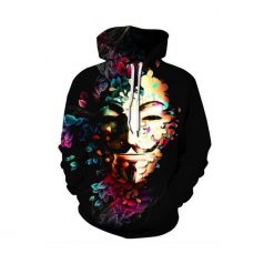 Creative Colorful Flowers Anonymous Over Print 3d Zip Hoodie