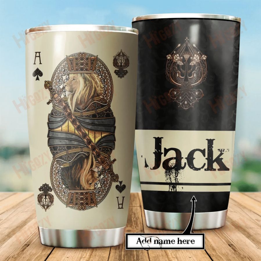 Custom Name Lion A Card Gift For Lover Day Travel Tumbler