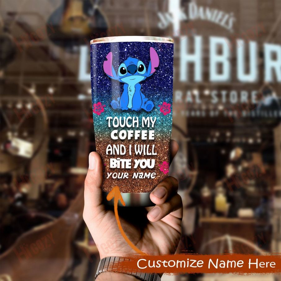 Custom Name Stich Lilo Touch My Coffee And I Will Bite You Tumbler