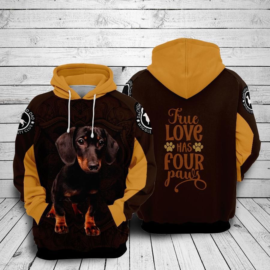 Dachshunds Dog True Love Has Four Paw Over Print 3d Zip Hoodie