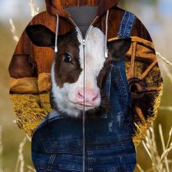 Dairy Cows Cute Zip 3d T Shirt Zip Bomber Hoodie