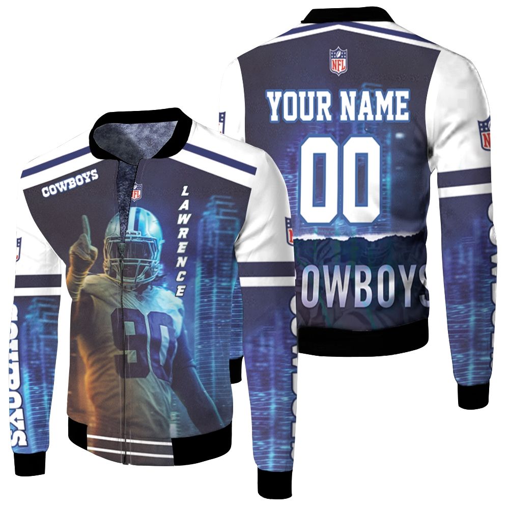 Dallas Cowboys Demarcus Lawrence 90 3d Personalized Fleece Bomber Jacket