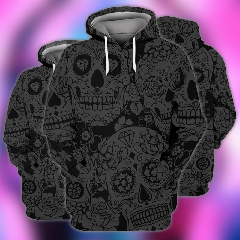 Dark Sugar Skull 3d Zip Hoodie