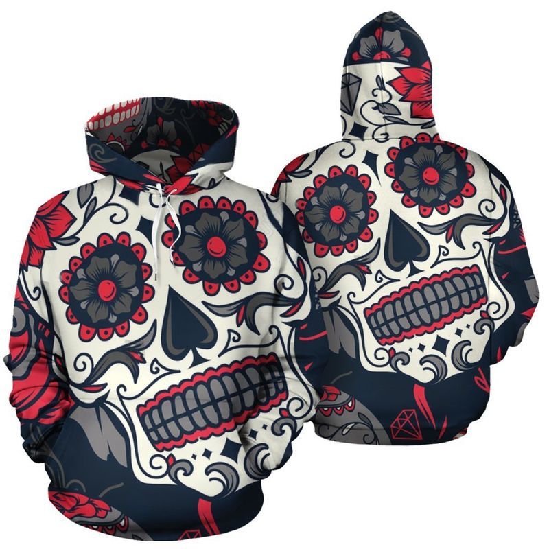 Day Of The Dead Over Print 3d Zip Hoodie