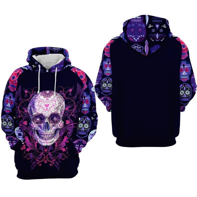 Day Of The Dead Pattern Theme Over Print 3d Zip Hoodie