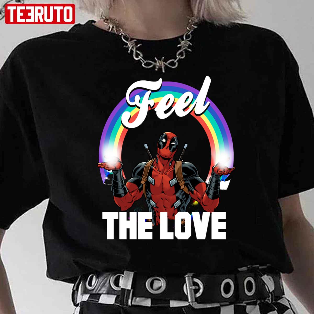 Deadpool’s Feel The Love Full Rainbow Arch Unisex T-Shirt