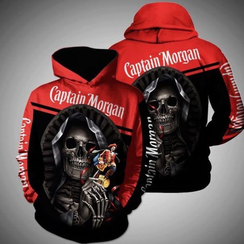 Death Skull Hug Captain Morgan Full 3d Hoodie