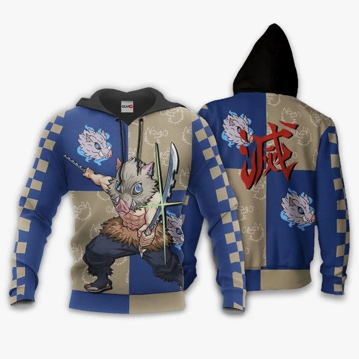 Demon Slayer Inosuke Anime Manga 3d Zip Hoodie