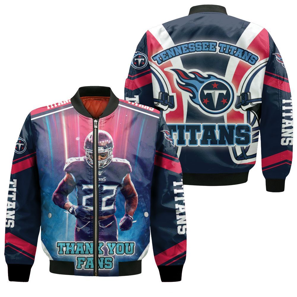 Derrick Henry #22 Tennessee Titans Afc South Division Champions Super Bowl 2021 Thank You Fans Bomber Jacket