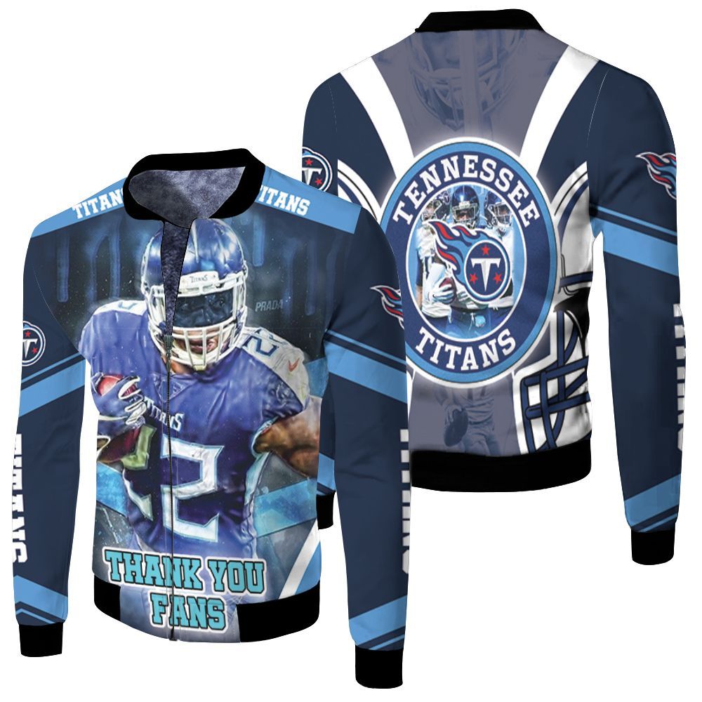 Derrick Henry #22 Thanks You Fan Tennessee Titans Afc South Division Champions Super Bowl 2021 Fleece Bomber Jacket