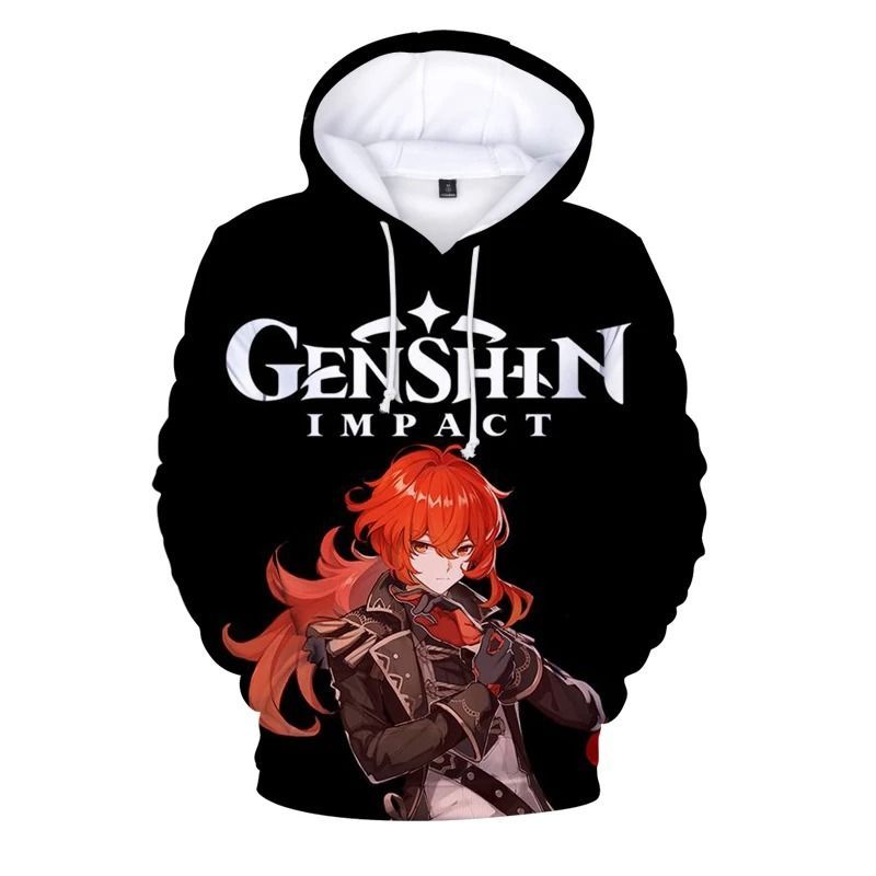 Diluc Genshin Impact Over Print 3d Zip 3 Hoodie