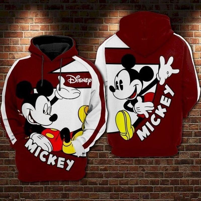 Disney Mickey Mouse Cute Funny Love 3d Zip Hoodie