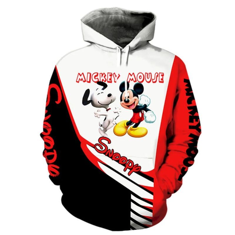 Disney Snoopy And Mickey Mouse 3d Zip Hoodie