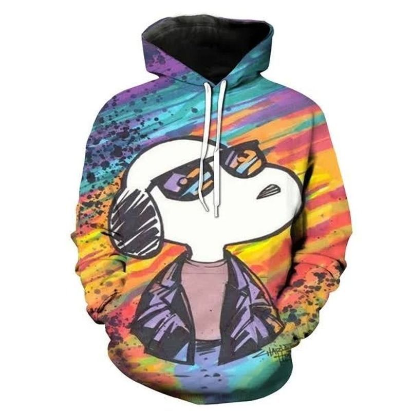 Disney Snoopy Cuter Lover Colorful 3d Zip Hoodie