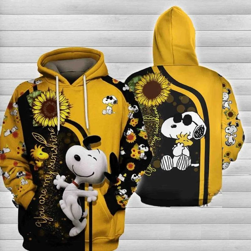 Disney Snoopy Sunflower You Are My Sunshine 3d Zip Hoodie