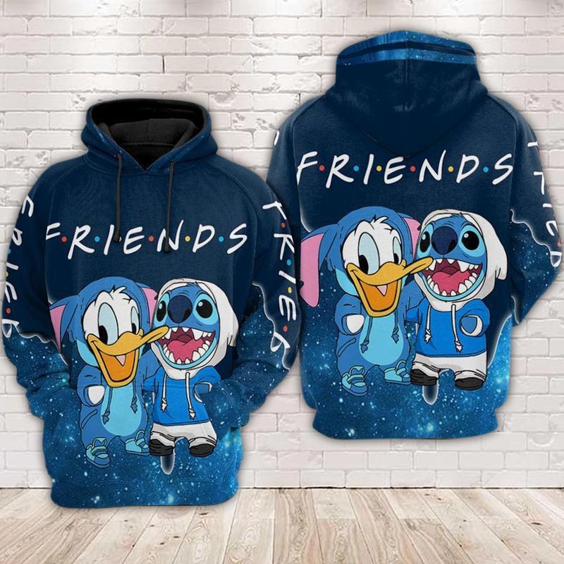 Disney Stitch And Donald Duck Are Friends 3d 2 Hoodie - Teeruto