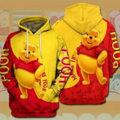 Disney Winnie The Pooh Red And Yellow 3d Zip Hoodie