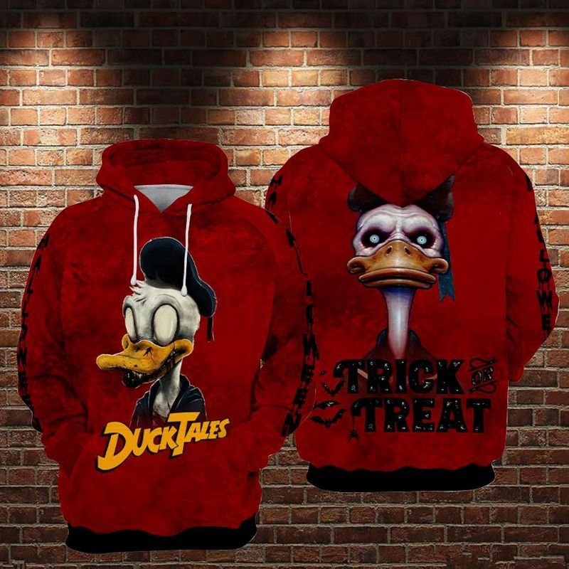 Donal Duck Zombie Halloween Theme Over Print 3d Zip Hoodie