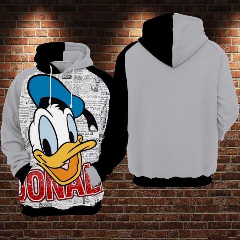 Donald Duck 2 Over Print 3d Zip Hoodie