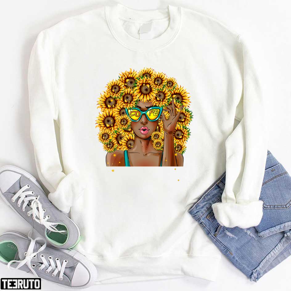 Dope Melanin Sunflower Afro Hair Women Black History Month SweatshirtUnisex T-Shirt