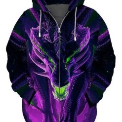 Dragon Purple 3d Zip Hoodie