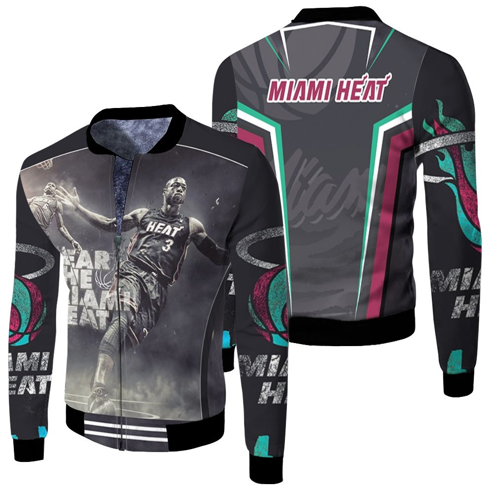 Dwyane Wade Fear The Miami Heat Legend Player For Fan Fleece Bomber Jacket