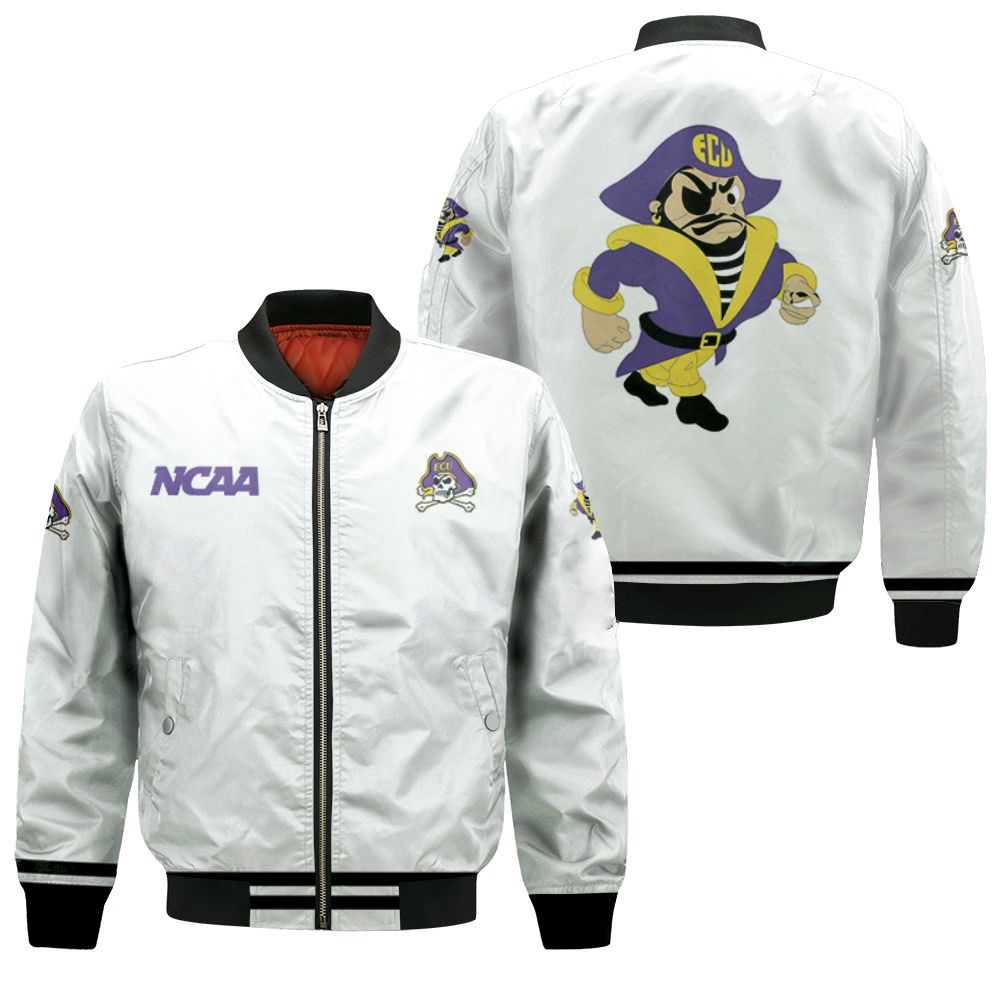 East Carolina Pirates Ncaa Classic White With Mascot Logo Gift For East Carolina Pirates Fans Bomber Jacket