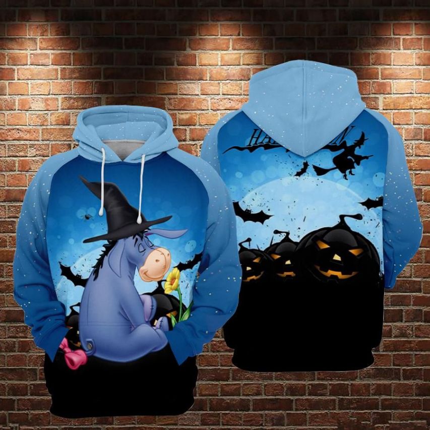 Eeyore Halloween Over Print 3d Zip Hoodie