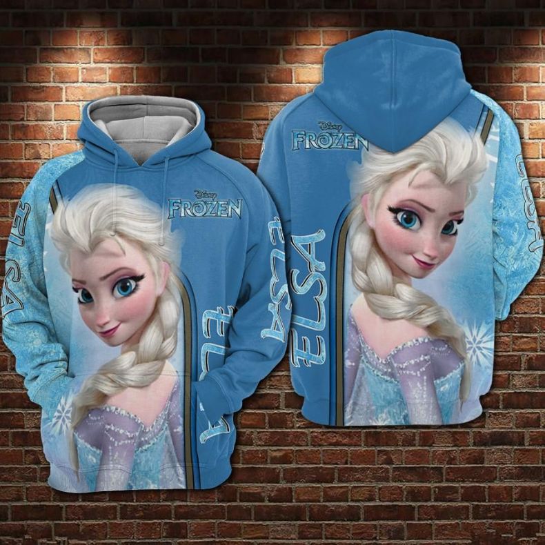 Elsa Cartoon Frozen Movies Disney Over Print 3d Zip Hoodie