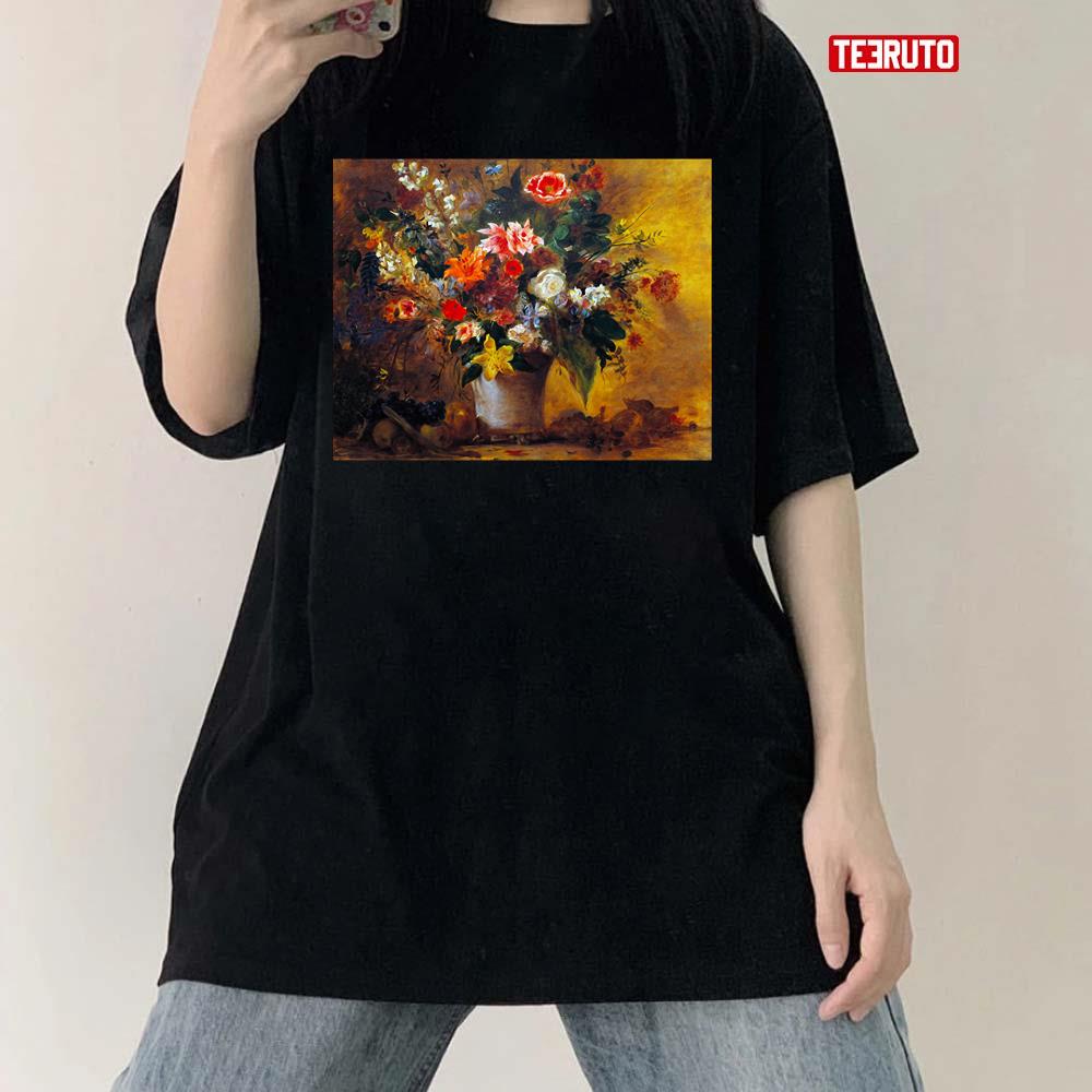 Euge`ne Delacroix Stilllife Of Flowers 1834 Nature Morte De Fleurs Unisex T-Shirt