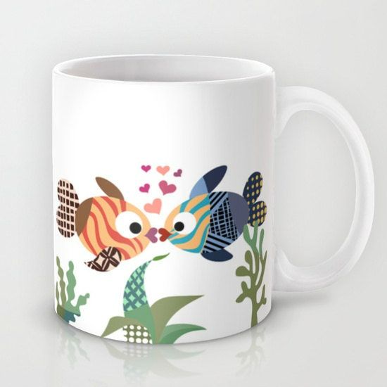 Fish Mug Love Coffee Cup Kissing Fish Gift