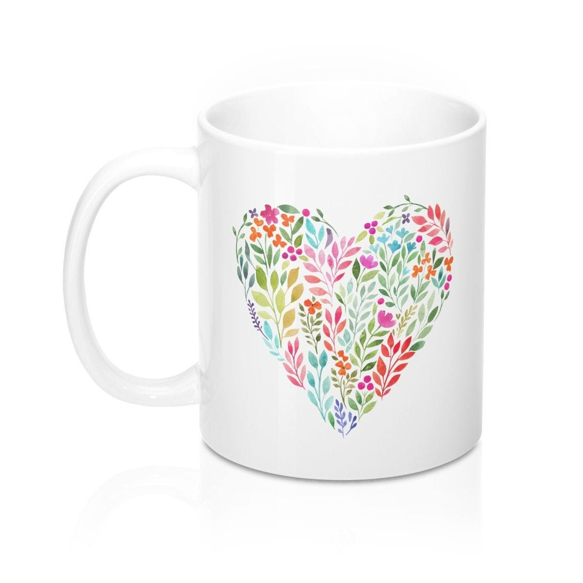 Floral Heart Ceramic Coffee Valentines Day Mug
