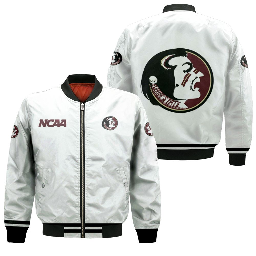 Florida State Seminoles Ncaa Classic White With Mascot Logo Gift For Florida State Seminoles Fans Bomber Jacket