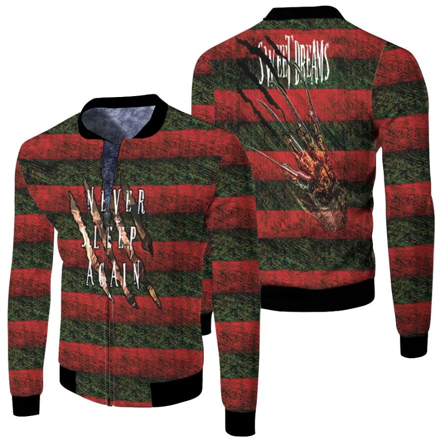 Freddy Krueger Never Sleep Again Sweet Dream Horror Film For Fan Fleece Bomber Jacket