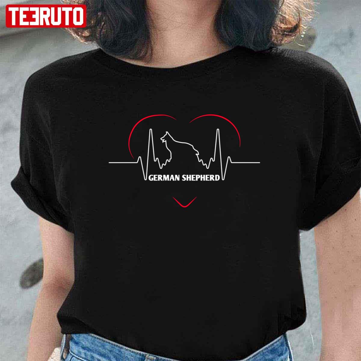 Funny German Shepherd Heartbeat Unisex T-Shirt