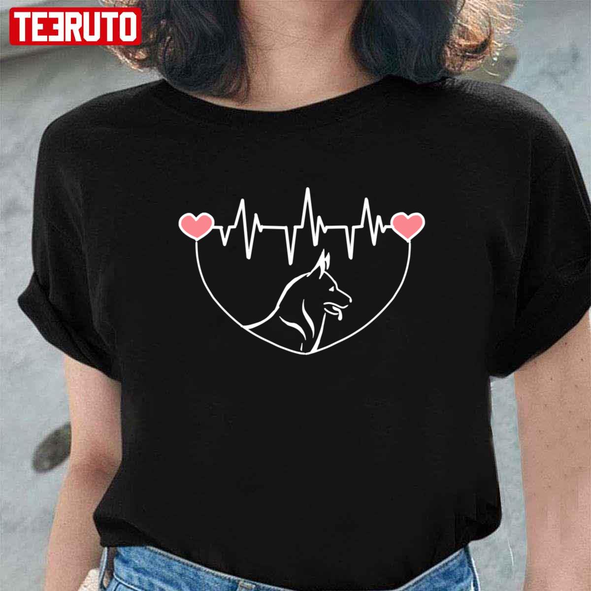 German Shepherd Dog Heartbeat Funny Valentines Unisex T-Shirt