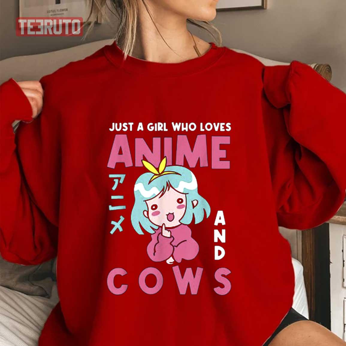 Girl Who Loves Anime And Cows Manga Lover Unisex Sweatshirt